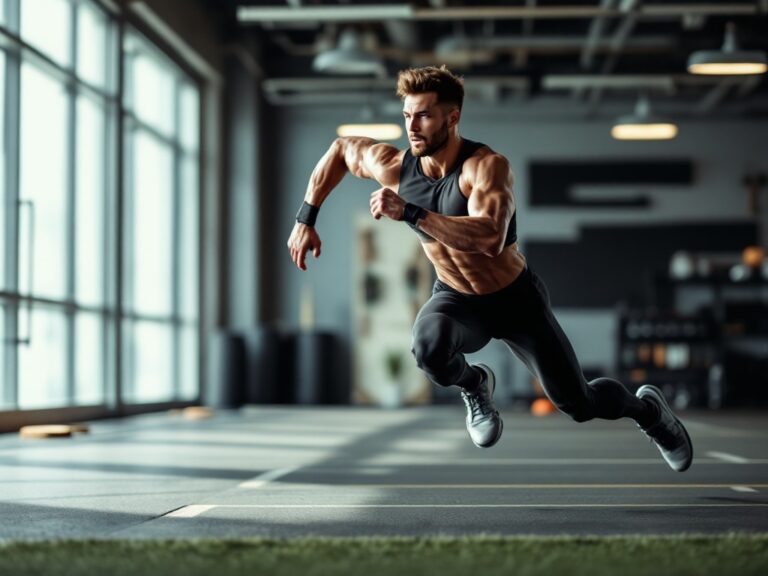 Athlete demonstrating explosive speed training with proper form and technique